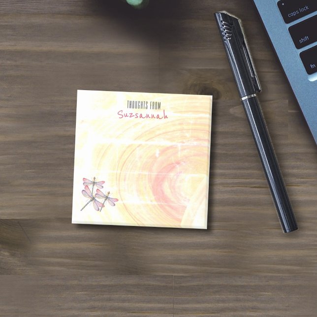 Dragonflies Over Pastel Colour Abstract Custom Post-it Notes (3" square Post-it® design)