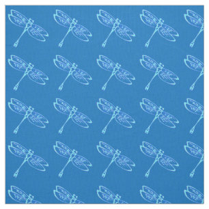 Dragonflies, pale blue on denim blue fabric