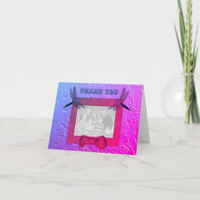 Dragonflies Personalised Photo Thank You Card (Front)