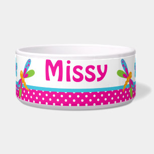 Dragonflies Pink/Blue Dog Bowl