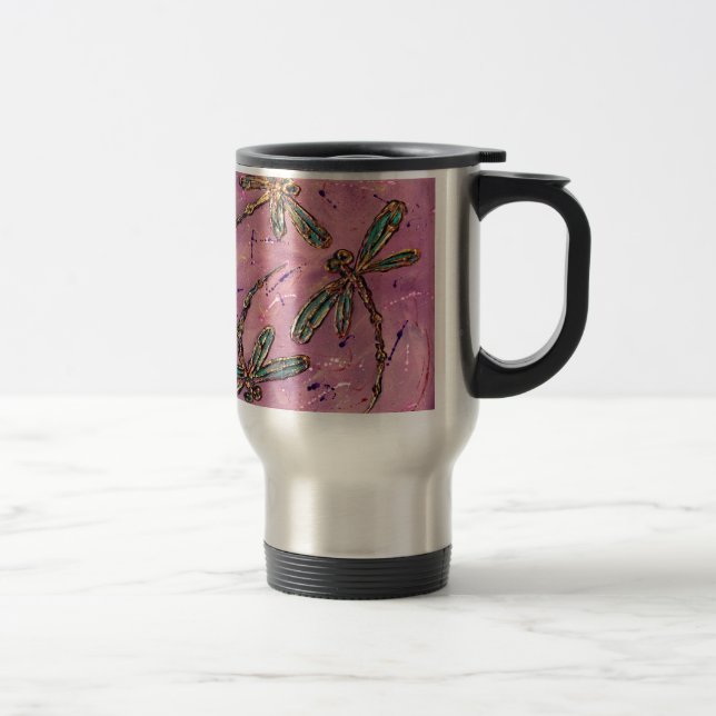 Dragonflies Pink Fizz Travel Mug (Right)