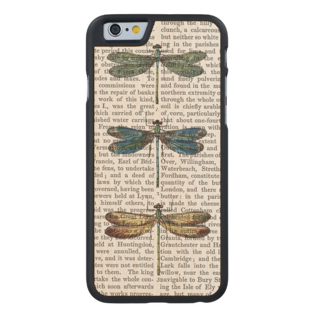 Dragonflies Print 2 Carved Wood iPhone Case (Back)