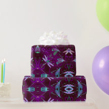 Dragonflies Purple Wrapping Paper