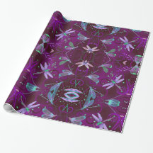 Dragonflies Purple Wrapping Paper