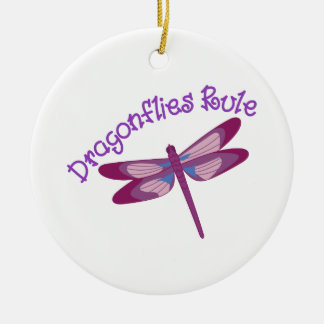 Dragonflies Rule Ceramic Tree Decoration