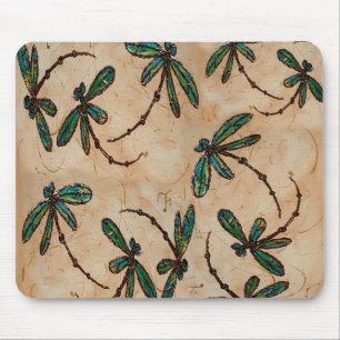 Dragonflies Rustic Cream Mouse Mat