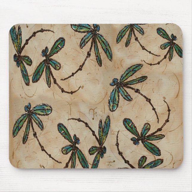 Dragonflies Rustic Cream Mouse Mat (Front)