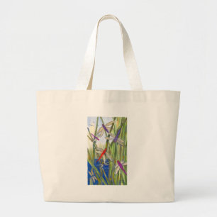 Dragonflies Summer Large Tote Bag
