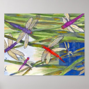 Dragonflies Summer Poster by Roseann Meserve