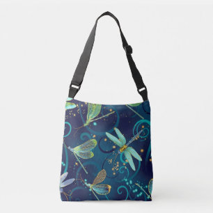 Dragonflies Teal Crossbody Bag