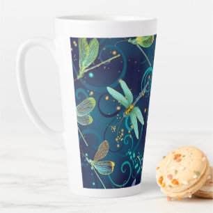 Dragonflies Teal Latte Latte Mug