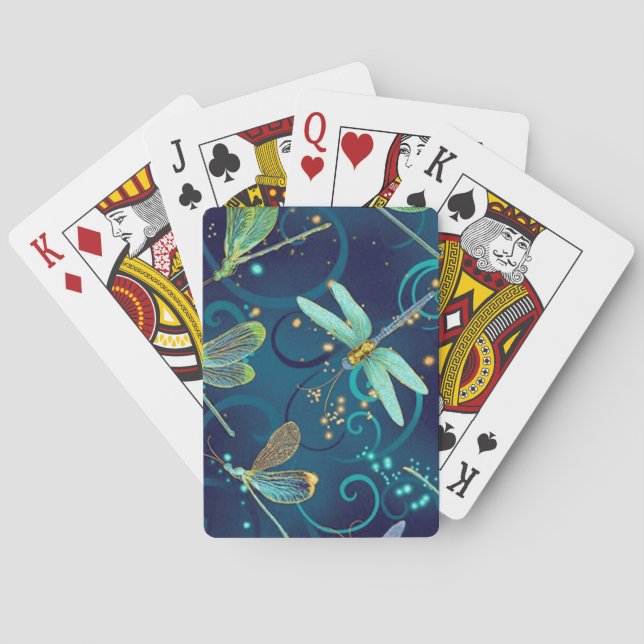 Dragonflies Teal Playing Cards (Back)
