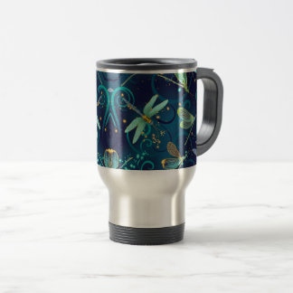 Dragonflies Teal Travel Mug