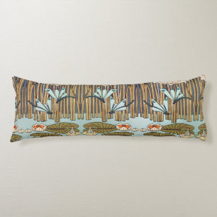 Dragonflies Water Lilies Marsh Art Nouveau Body Cushion