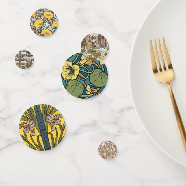 Dragonflies Water Lilies Marsh Art Nouveau Confetti (Group)