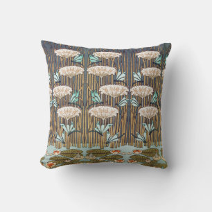 Dragonflies Water Lilies Marsh Art Nouveau Cushion