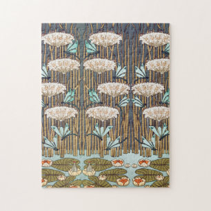 Dragonflies Water Lilies Marsh Art Nouveau Jigsaw Puzzle
