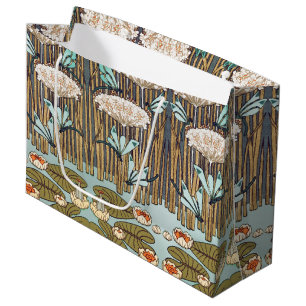 Dragonflies Water Lilies Marsh Art Nouveau Large Gift Bag