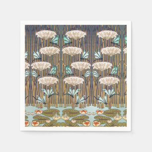 Dragonflies Water Lilies Marsh Art Nouveau Napkin