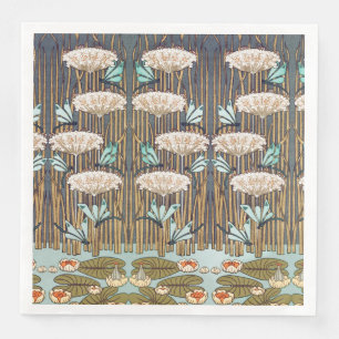 Dragonflies Water Lilies Marsh Art Nouveau Napkin