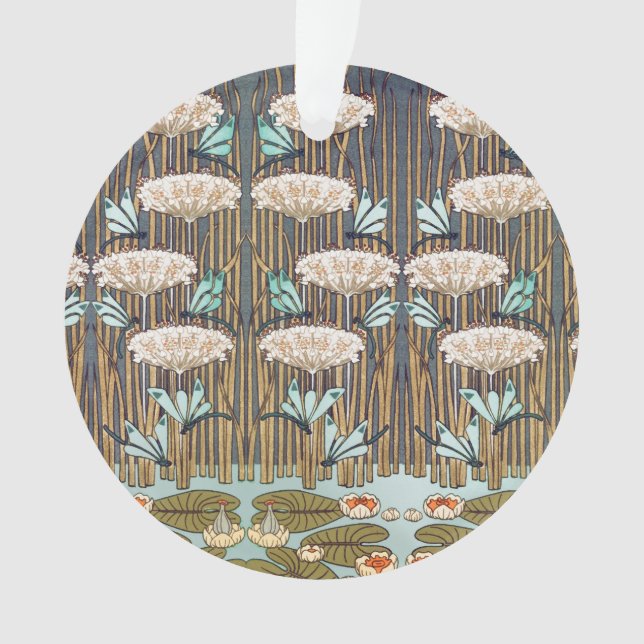 Dragonflies Water Lilies Marsh Art Nouveau Ornament (Front)