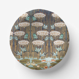 Dragonflies Water Lilies Marsh Art Nouveau Paper Plate