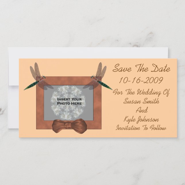 Dragonflies Wedding Save The Date Photo Card (Front)
