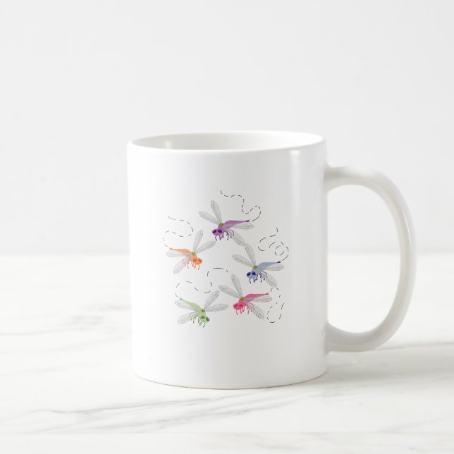 Dragonflies Whimsical Cartoon Art Coffee Mug (Right)