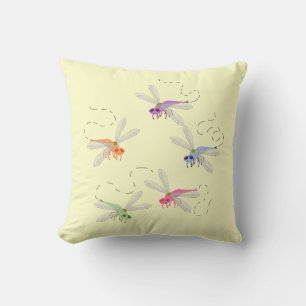 Dragonflies Whimsical Cartoon Art Cushion