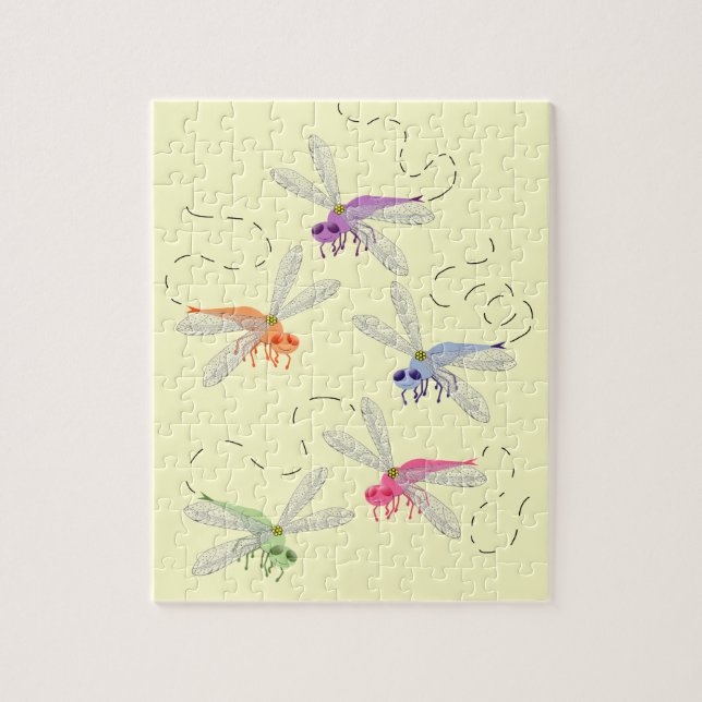 Dragonflies Whimsical Cartoon Art Jigsaw Puzzle (Vertical)