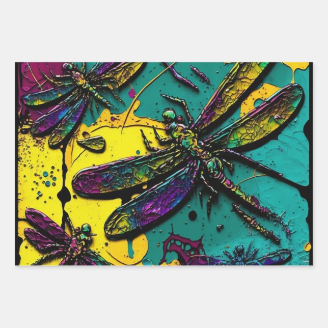 Dragonflies Wrapping Paper Sheet (Front)