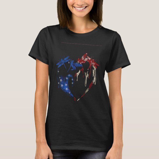 Dragonfly 4th Of July Men Dragonfly  USA Flag Amer T-Shirt (Front)