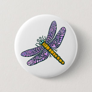 Dragonfly 6 Cm Round Badge