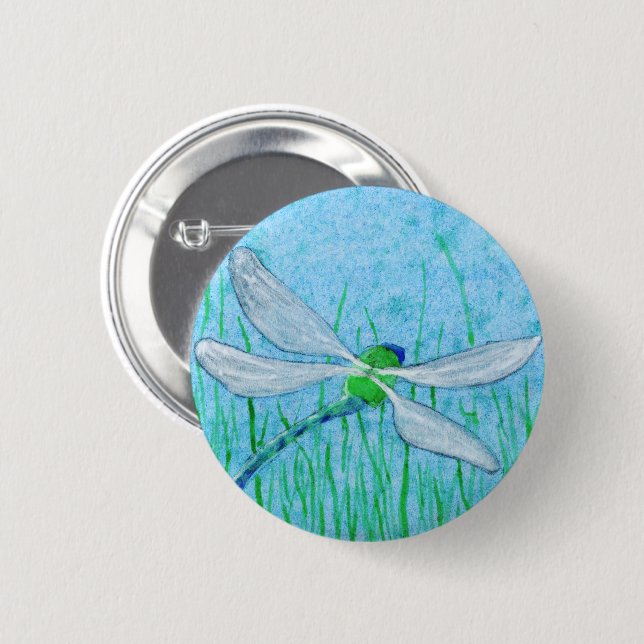 Dragonfly 6 Cm Round Badge (Front & Back)