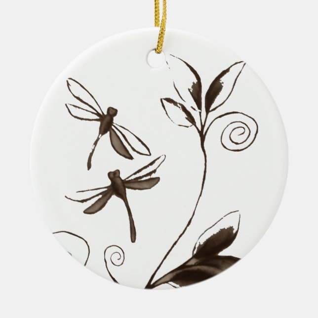 Dragonfly Abstract Ceramic Tree Decoration (Front)