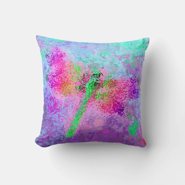 Dragonfly Abstract Digital Art Pink Cushion (Front)