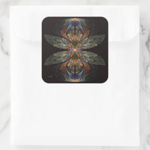 Dragonfly Abstract Square Sticker
