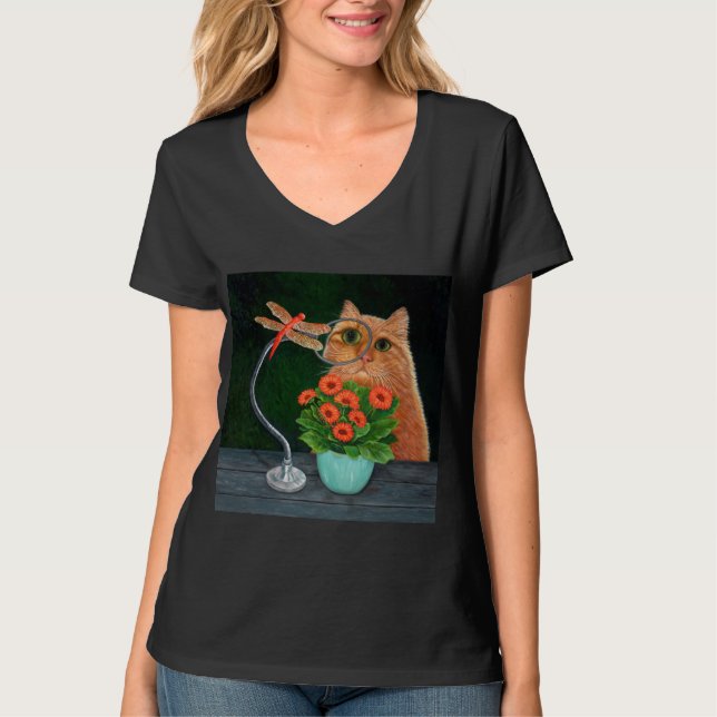 Dragonfly and Cat T-Shirt (Front)