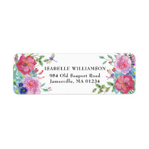 Dragonfly and Floral Return Address Labels