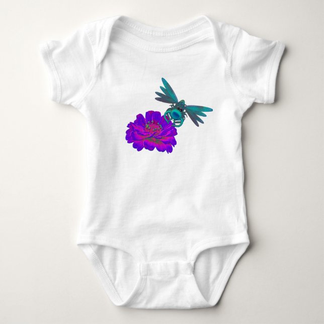 Dragonfly And Flower  Baby Bodysuit (Front)