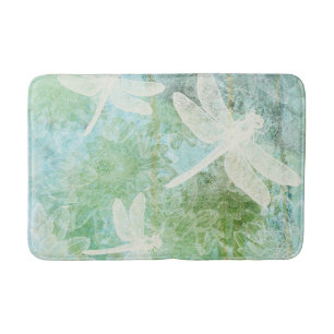 Dragonfly And Flower Pattern Bath Mat