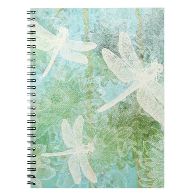 Dragonfly And Flower Pattern Notebook (Front)