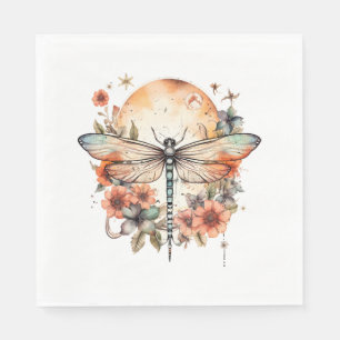 Dragonfly And Flowers Napkin