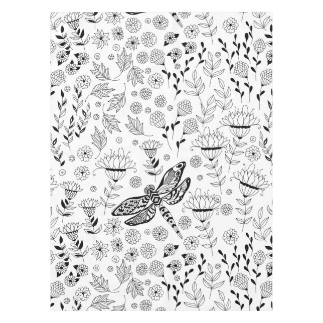 Dragonfly and flowers tablecloth (Front)