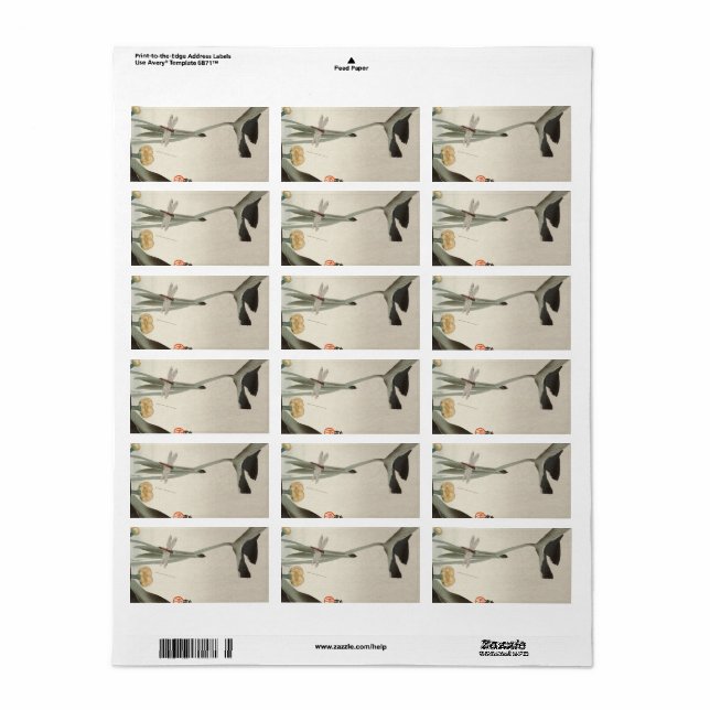 Dragonfly and Lotus, 1920 by Ohara Koson Label (Full Sheet)