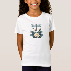 Dragonfly and Lotus Flower Nature Graphic T-Shirt