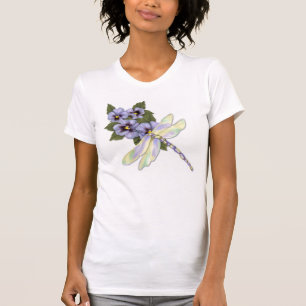 Dragonfly and Pansies T-Shirt
