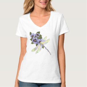 Dragonfly and Pansies T-Shirt