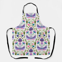 Dragonfly and Scotch Thistle Floral Apron