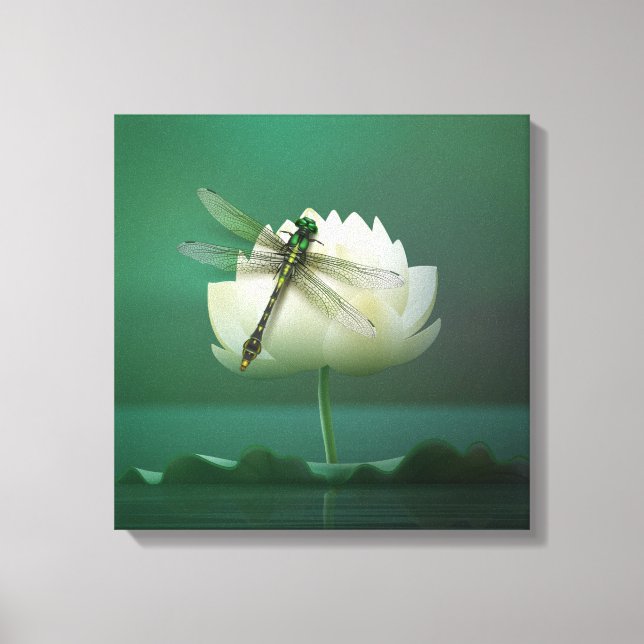 Dragonfly and Water Lily Canvas Print (Front)